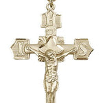 Crucifix Pendant, Gold Filled - 24&quot; 2.4mm Gold Plated Endless Chain