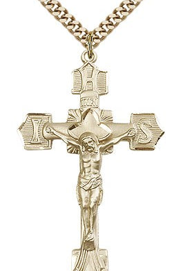 Crucifix Pendant, Gold Filled - 24&quot; 2.4mm Gold Plated Endless Chain