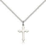Cross Pendant, Sterling Silver - 18&quot; 1.2mm Sterling Silver Chain + Clasp