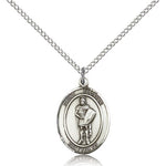 St. Florian Medal, Sterling Silver, Medium - 18&quot; 1.2mm Sterling Silver Chain + Clasp