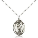 St. Florian Medal, Sterling Silver, Medium - 18&quot; 1.2mm Sterling Silver Chain + Clasp
