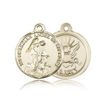 Navy Guardain Angel Medal, 14 Karat Gold - 14 KT Yellow Gold
