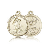 Navy Guardain Angel Medal, 14 Karat Gold - 14 KT Yellow Gold