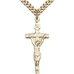 Papal Crucifix Pendant, Gold Filled - 24&quot; 2.4mm Gold Plated Endless Chain