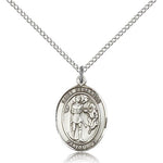 St. Sebastian Medal, Sterling Silver, Medium - 18&quot; 1.2mm Sterling Silver Chain + Clasp
