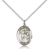 St. Sebastian Medal, Sterling Silver, Medium - 18&quot; 1.2mm Sterling Silver Chain + Clasp
