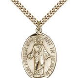 Our Father Medal, Gold Filled - 24&quot; 2.4mm Gold Plated Endless Chain