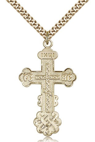 Cross Pendant, Gold Filled - 24&quot; 2.4mm Gold Plated Endless Chain