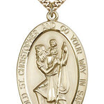 St. Christopher Medal, Gold Filled - 24&quot; 2.4mm Gold Plated Endless Chain