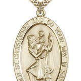 St. Christopher Medal, Gold Filled - 24&quot; 2.4mm Gold Plated Endless Chain