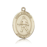 St. Sebastian Field Hockey Medal, 14 Karat Gold, Large - 14 KT Yellow Gold