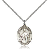 Our Lady of Africa Medal, Sterling Silver, Medium - 18&quot; 1.2mm Sterling Silver Chain + Clasp