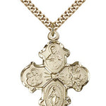 4 Way Cross Pendant, Gold Filled - 24&quot; 2.4mm Gold Plated Endless Chain