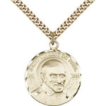 St. Vincent De Paul Medal, Gold Filled - 24&quot; 2.4mm Gold Plated Endless Chain