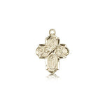 4 Way Cross Pendant, 14 Karat Gold - 14 KT Yellow Gold