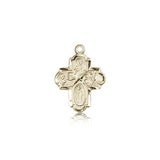 4 Way Cross Pendant, 14 Karat Gold - 14 KT Yellow Gold