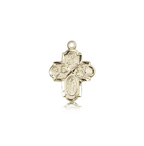 4 Way Cross Pendant, 14 Karat Gold - 14 KT Yellow Gold