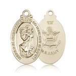 St. Christopher Army Medal, 14 Karat Gold - 14 KT Yellow Gold