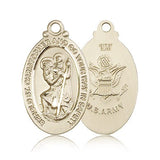 St. Christopher Army Medal, 14 Karat Gold - 14 KT Yellow Gold