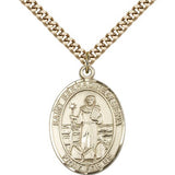 St. Bernadine of Sienna Medal, Gold Filled, Large - 24&quot; 2.4mm Gold Plated Chain + Clasp