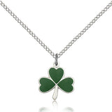 Shamrock Medal, Sterling Silver - 18&quot; 1.2mm Sterling Silver Chain + Clasp