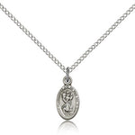 St. Christopher Medal, Sterling Silver - 18&quot; 1.2mm Sterling Silver Chain + Clasp