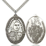 St. Therese Medal, Sterling Silver - 24&quot; 2.4mm Rhodium Plate Endless Chain