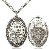 St. Therese Medal, Sterling Silver - 24&quot; 2.4mm Rhodium Plate Endless Chain