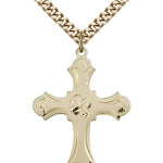 Cross Pendant, Gold Filled - 24&quot; 2.4mm Gold Plated Endless Chain