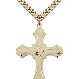 Cross Pendant, Gold Filled - 24&quot; 2.4mm Gold Plated Endless Chain