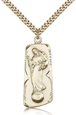 Our Lady of Mental Peace Medal, Gold Filled - 24&quot; 2.4mm Gold Plated Endless Chain