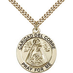 Caridad Del Cobre Medal, Gold Filled - 24&quot; 2.4mm Gold Plated Endless Chain
