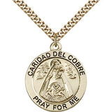 Caridad Del Cobre Medal, Gold Filled - 24&quot; 2.4mm Gold Plated Endless Chain