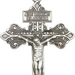 Crucifix Pendant, Sterling Silver - 24&quot; 2.4mm Rhodium Plate Endless Chain
