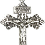 Crucifix Pendant, Sterling Silver - 24&quot; 2.4mm Rhodium Plate Endless Chain