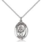 St. Christopher Baseball Medal, Sterling Silver, Medium - 18&quot; 1.2mm Sterling Silver Chain + Clasp