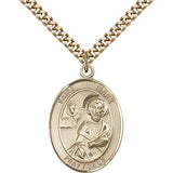 St. Mark the Evangelist Medal, Gold Filled, Large - 24&quot; 2.4mm Gold Plated Chain + Clasp