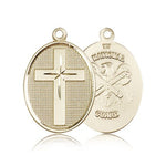 National Guard Cross Pendant, 14 Karat Gold - 14 KT Yellow Gold