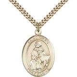 St. Giles Medal, Gold Filled, Large - 24&quot; 2.4mm Gold Plated Chain + Clasp