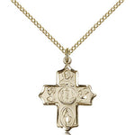 4 Way Cross Pendant, Gold Filled - Gold-tone