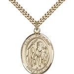 St. Polycarp of Smyrna Medal, Gold Filled, Large - 24&quot; 2.4mm Gold Plated Chain + Clasp