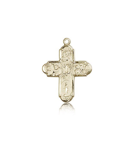 5 Way Cross Pendant, 14 Karat Gold - 14 KT Yellow Gold
