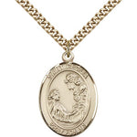 St. Cecilia Medal, Gold Filled, Large - 24&quot; 2.4mm Gold Plated Chain + Clasp