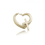 Heart Cross Pendant, 14 Karat Gold - 14 KT Yellow Gold