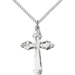 Cross Pendant, Sterling Silver - 18&quot; 1.2mm Sterling Silver Chain + Clasp