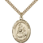 Our Lady of Loretto Medal, Gold Filled, Large - 24&quot; 2.4mm Gold Plated Chain + Clasp