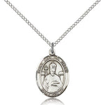 St. Leo the Great Medal, Sterling Silver, Medium - 18&quot; 1.2mm Sterling Silver Chain + Clasp