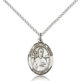St. Leo the Great Medal, Sterling Silver, Medium - 18&quot; 1.2mm Sterling Silver Chain + Clasp