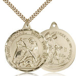St. Michael the Archangel Medal, Gold Filled - 24&quot; 2.4mm Gold Plated Endless Chain