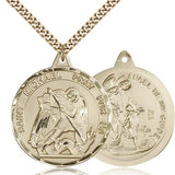 St. Michael the Archangel Medal, Gold Filled - 24&quot; 2.4mm Gold Plated Endless Chain